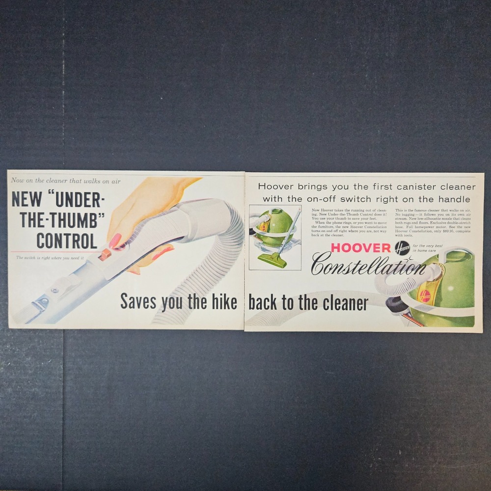 1959 Hoover Constellation Vacuum Cleaner Vintage Print Ad Under-Thumb Switch